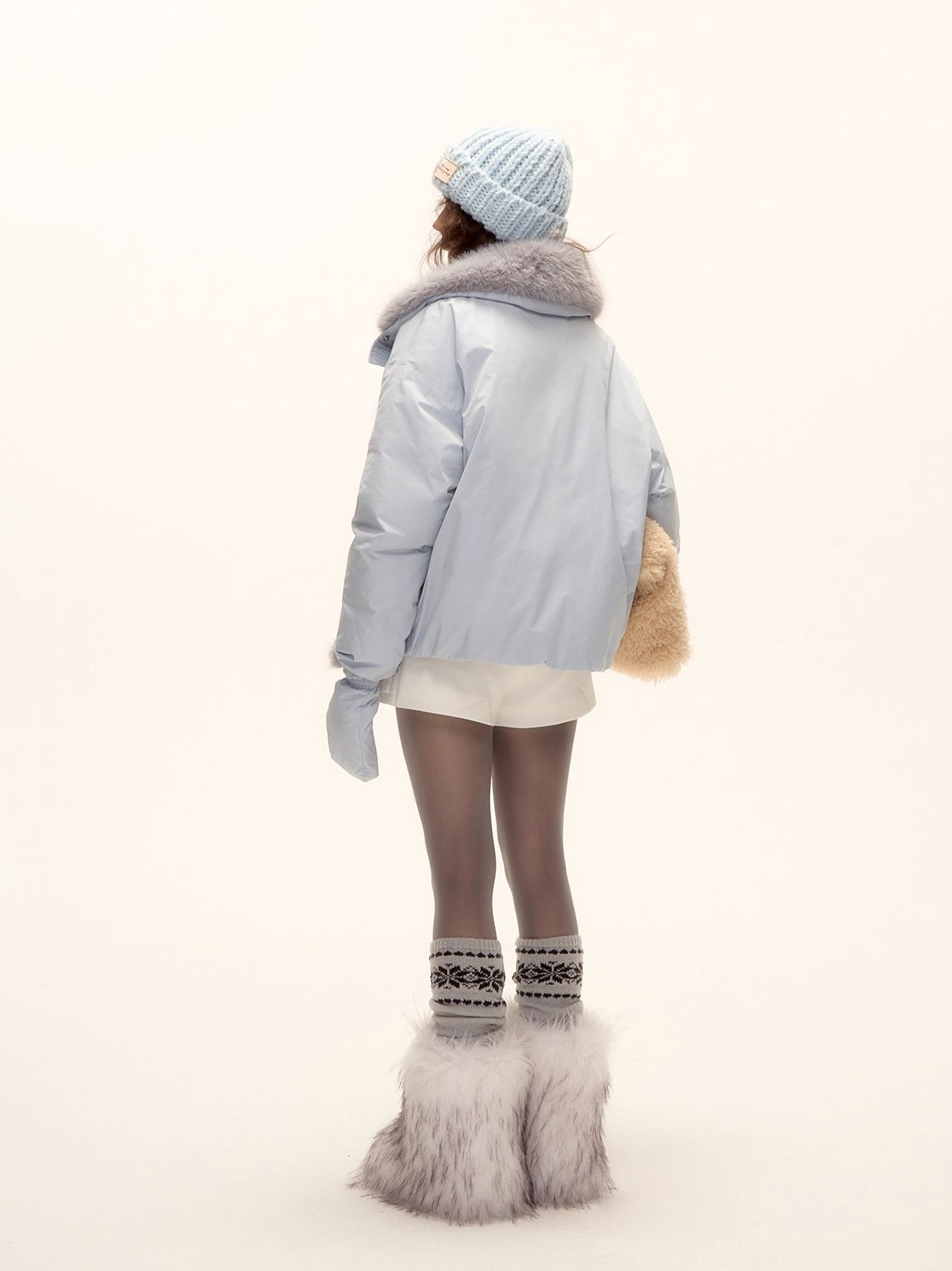 Fur-Collar Short Down Puffer Jacket