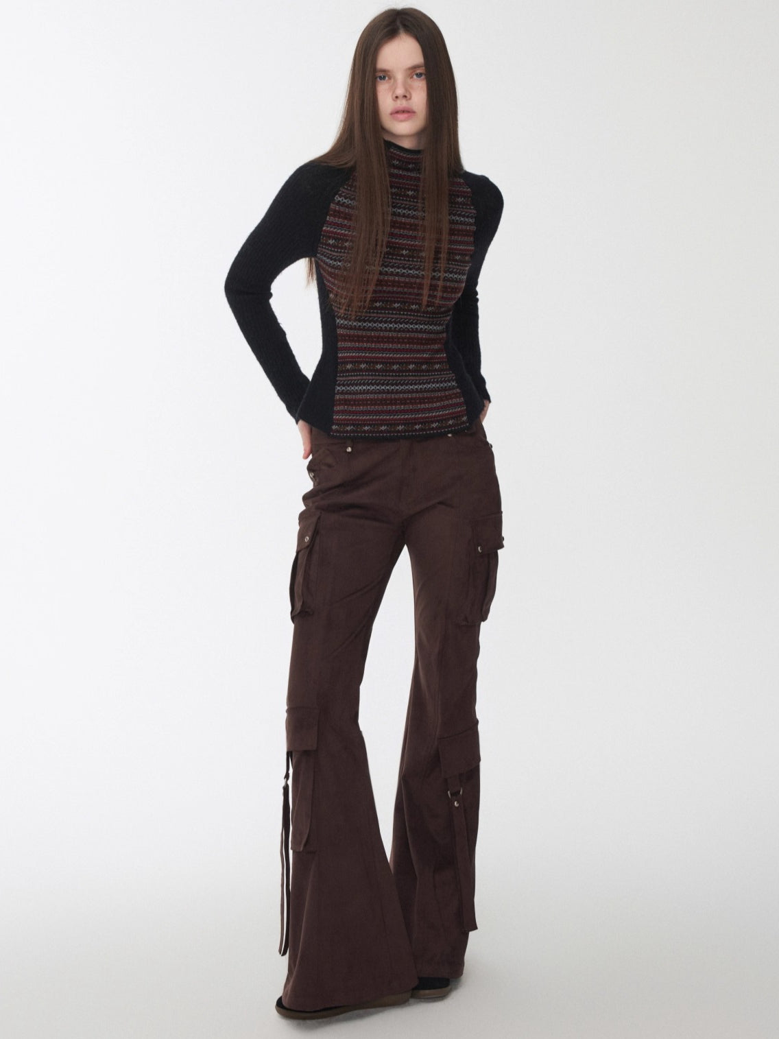 Fair Isle Raglan Knit Turtleneck Sweater