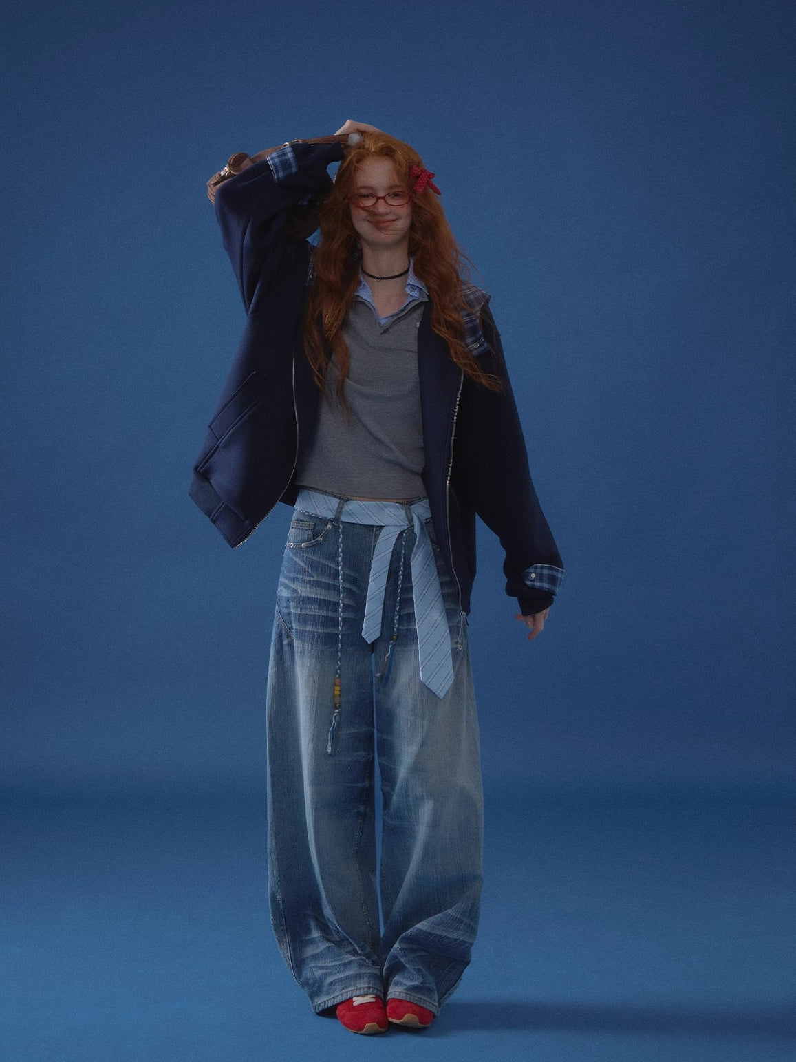 Patchwork Loose Embroidered Zip-Up Hoodie - CHINASQUAD