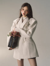 Black & Apricot Double-breasted Wool Blazer - CHINASQUAD