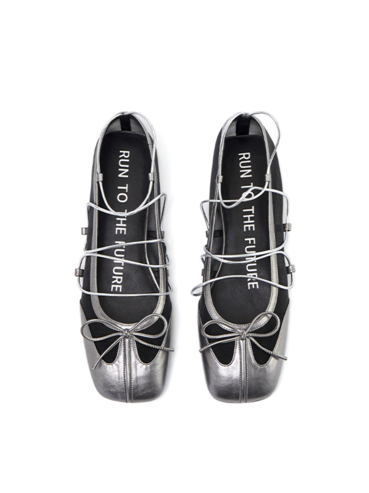 Sheepskin Microfiber Mesh Strap Mary Jane Flats - CHINASQUAD