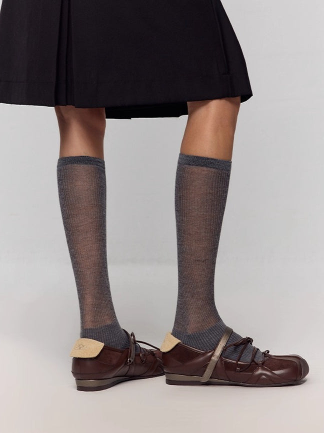 Embroidered Leather Mary Jane Ballet Flats