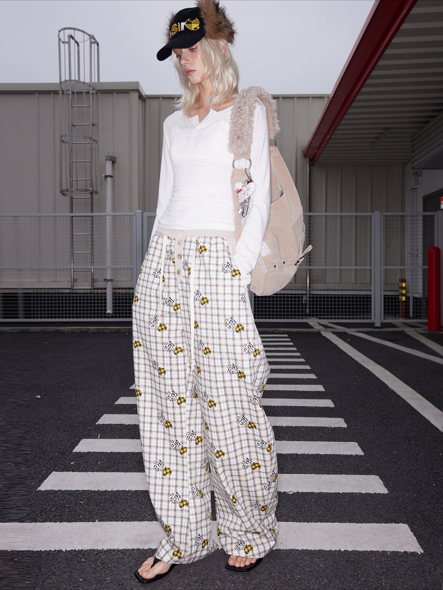 Lyocell Custom Plaid Beaded Banana Pants - CHINASQUAD