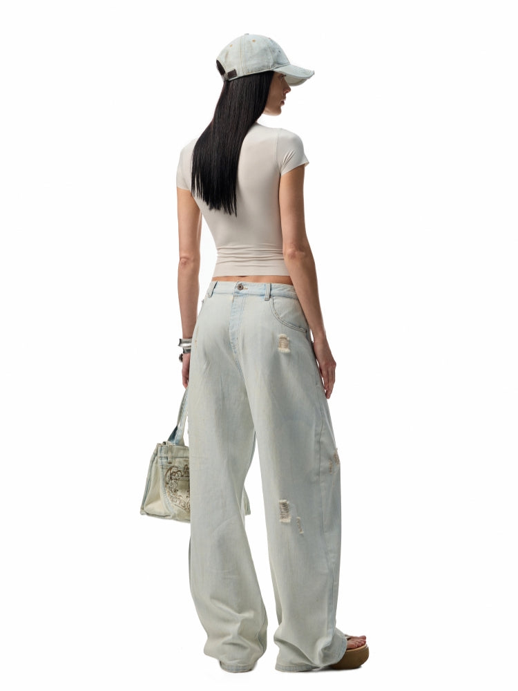 Light Blue Denim Wide - Leg Machete Pants - CHINASQUAD