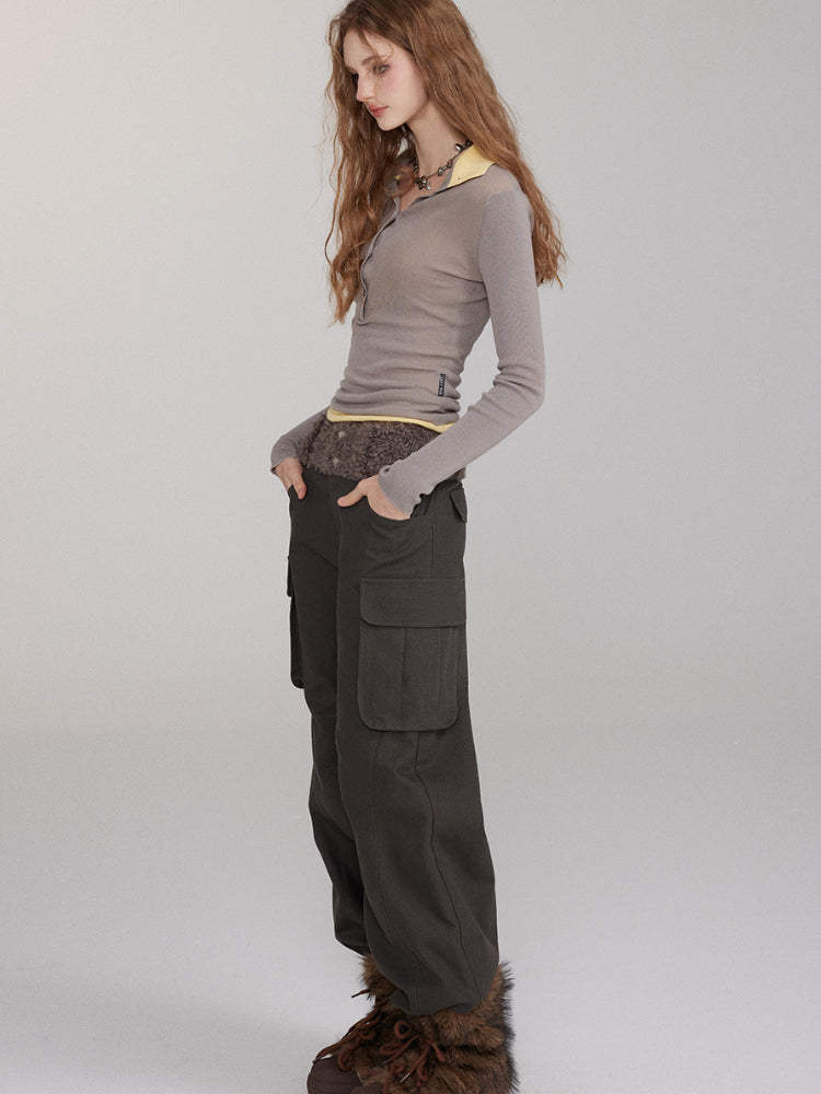 Patchwork Embroidered Pocket Cargo Pants - CHINASQUAD