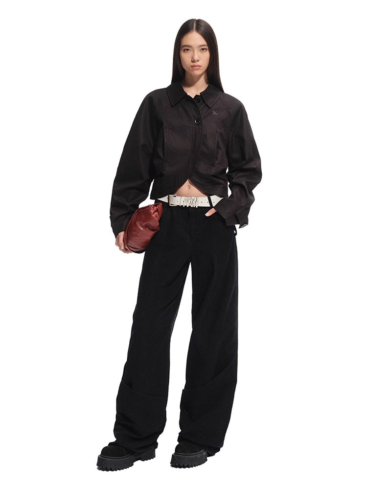 Twill Raglan Sleeve Overlap Placket Collar Jacket - CHINASQUAD