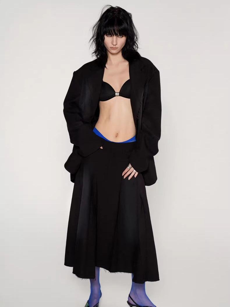 Vintage Washed Fringe-Edge Casual Blazer