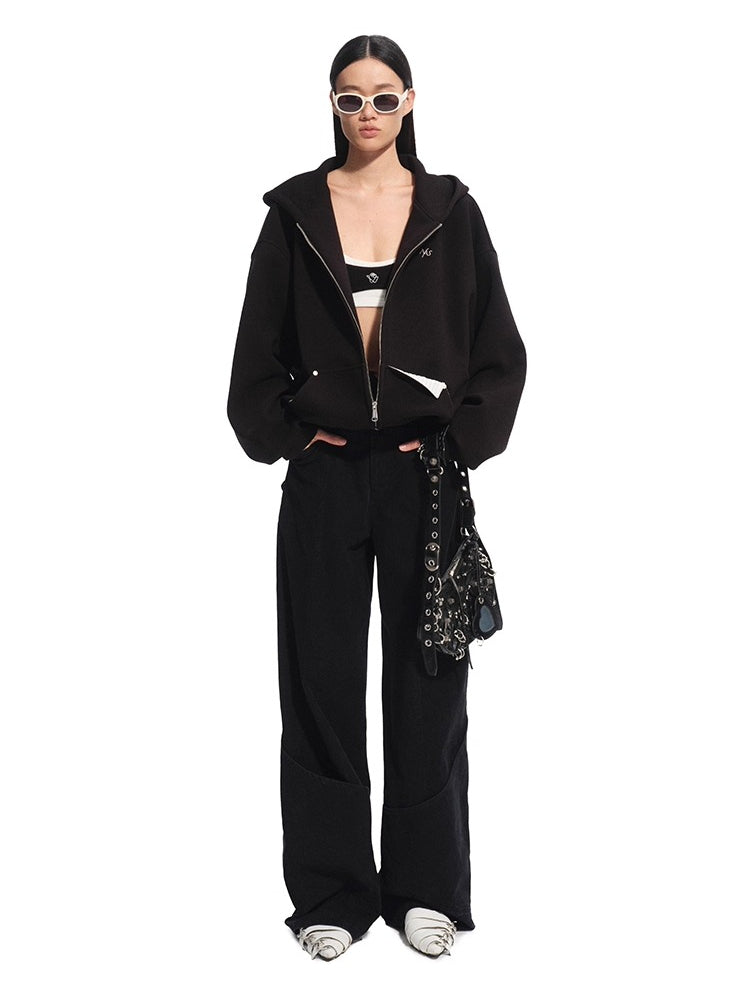 Cotton-feel Silhouette Zip-up Hoodie - CHINASQUAD
