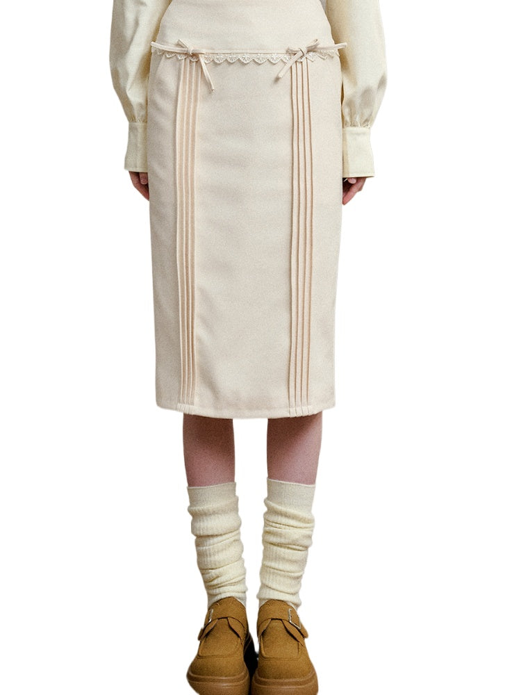 A-Line Heavy Pleated Bow Skirt - CHINASQUAD