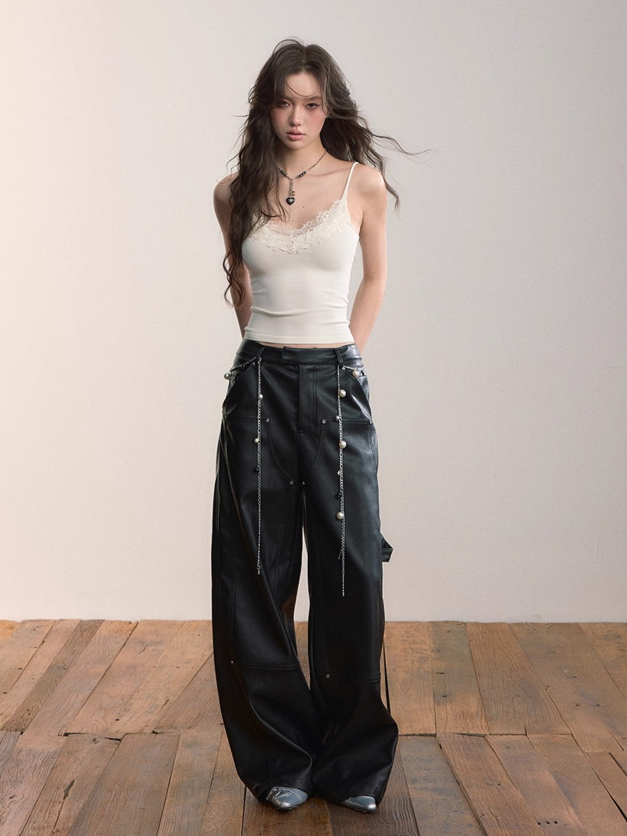 Lace-Trimmed Fitted Camisole - CHINASQUAD