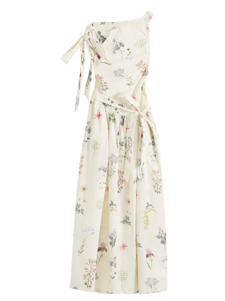Off-the-Shoulder Bow Flower Bud Dress