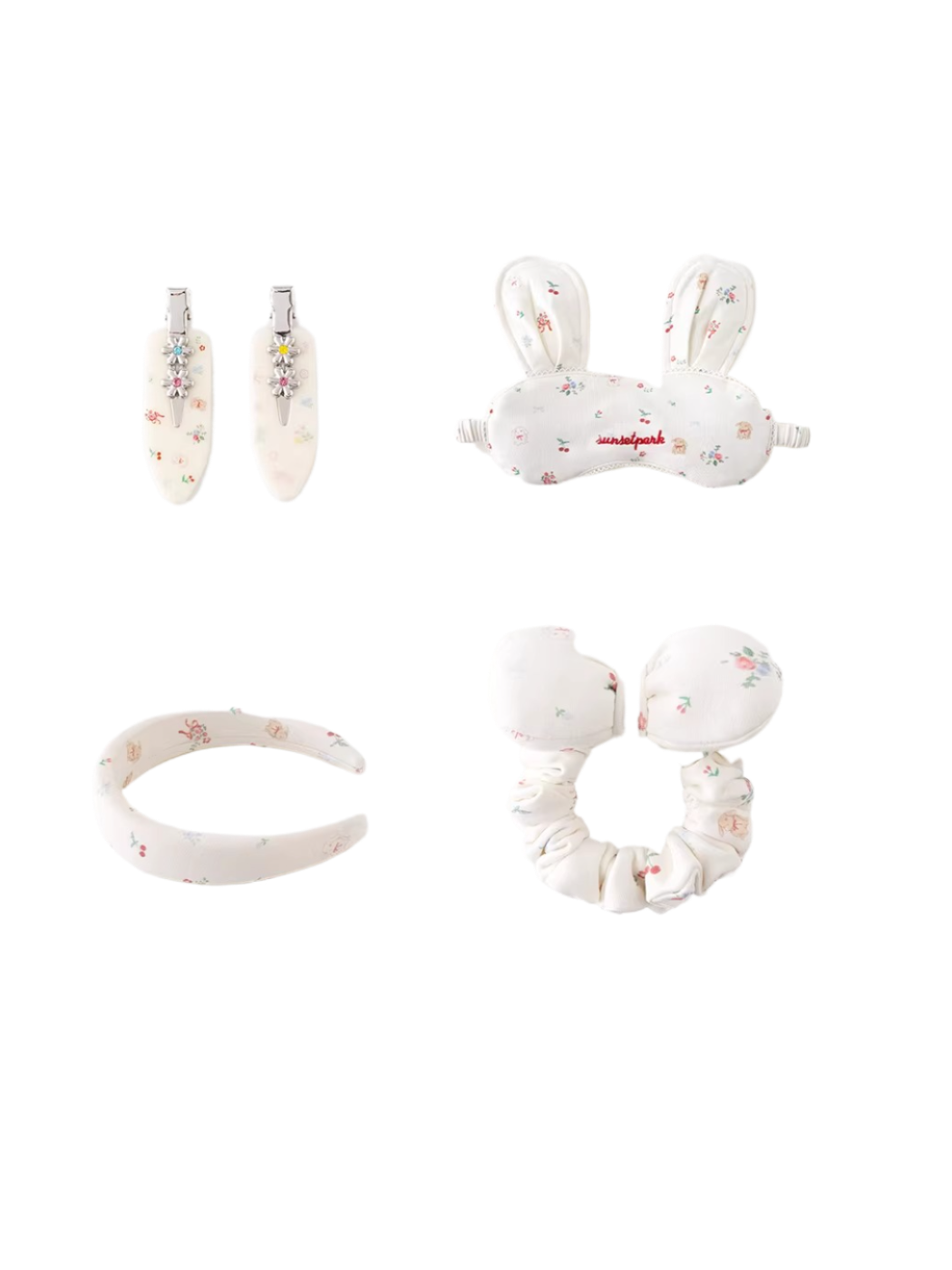 Vintage Hand-Drawn Floral Sleep & Hair Accessory Set