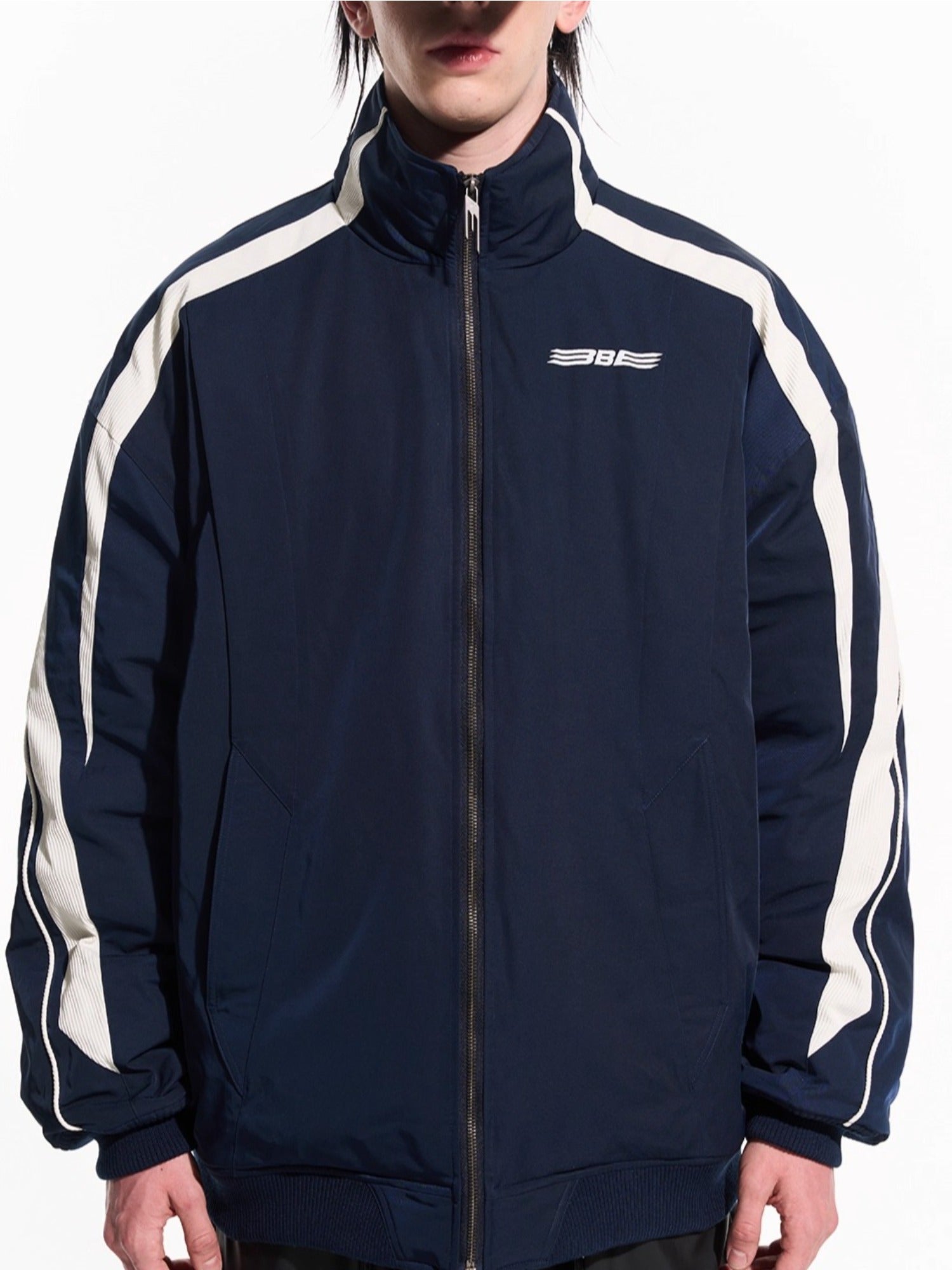 Striped Contrast Padded Cotton Jacket - CHINASQUAD