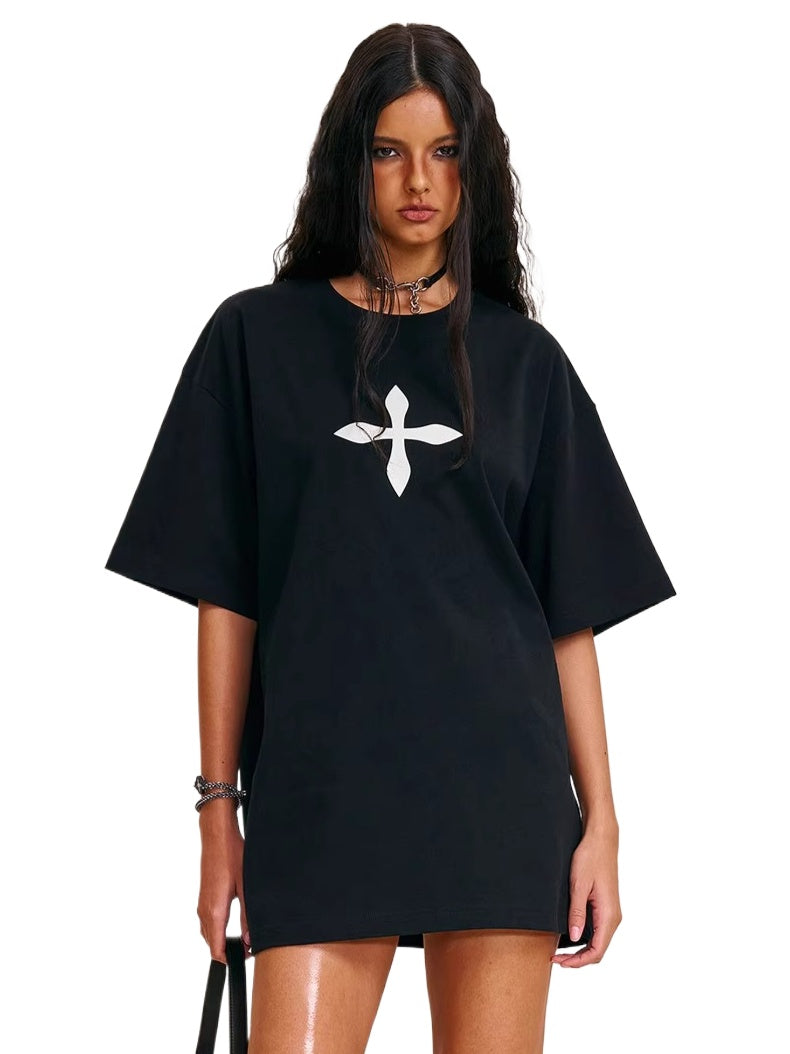 Vintage Cross Compass Oversized Tee - CHINASQUAD
