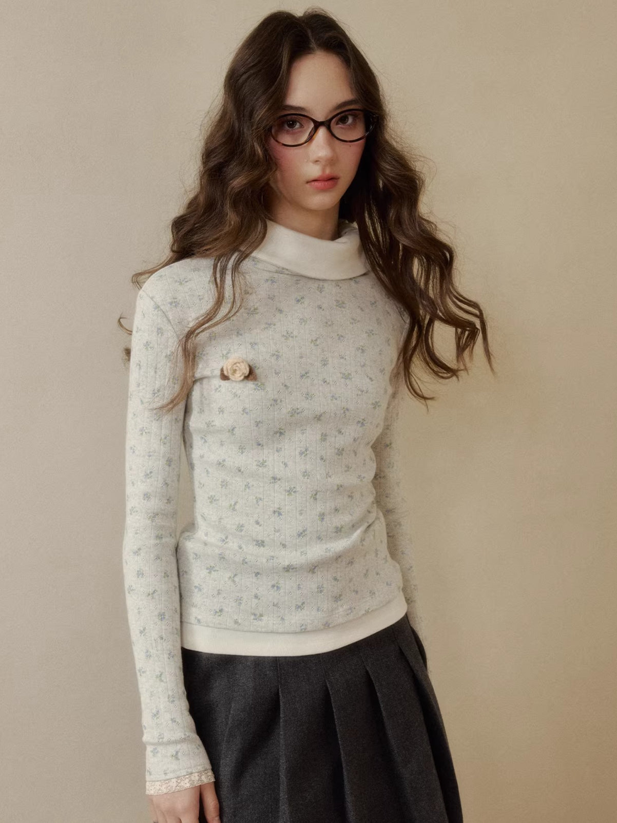 Knit Polo-Collar Long Sleeve T-Shirt