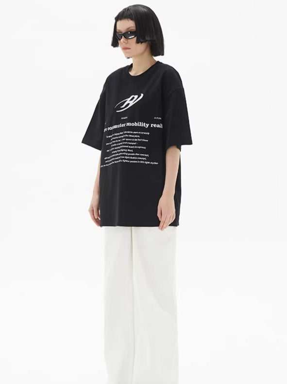 Futuristic Reflective Logo Oversized T-Shirt
