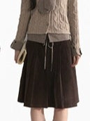 Charm Hazelnut Corduroy Pleated Skirt
