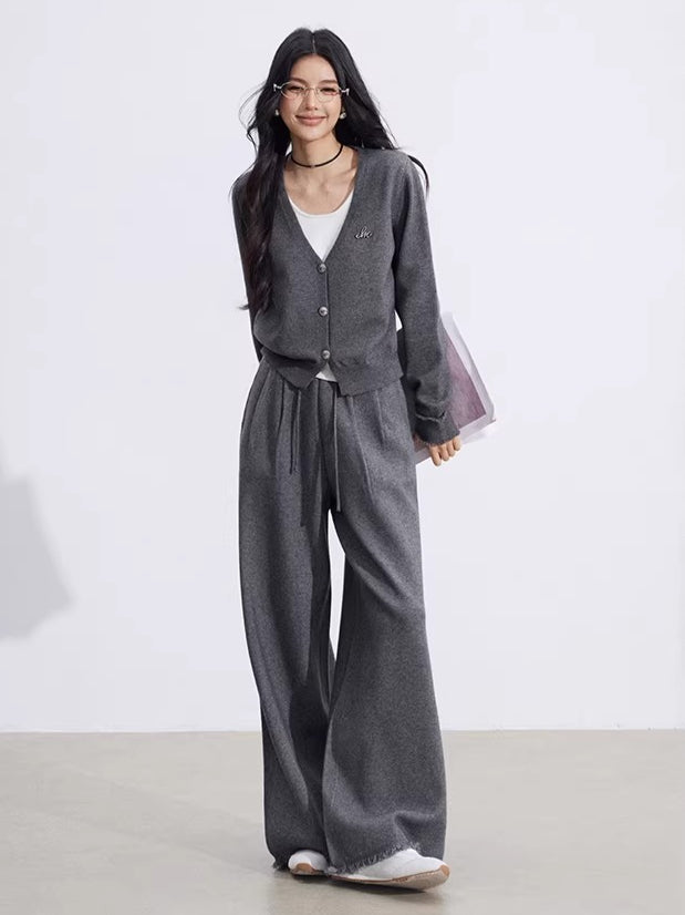 Mock-Layer Crop & Wide-Leg Knit Set