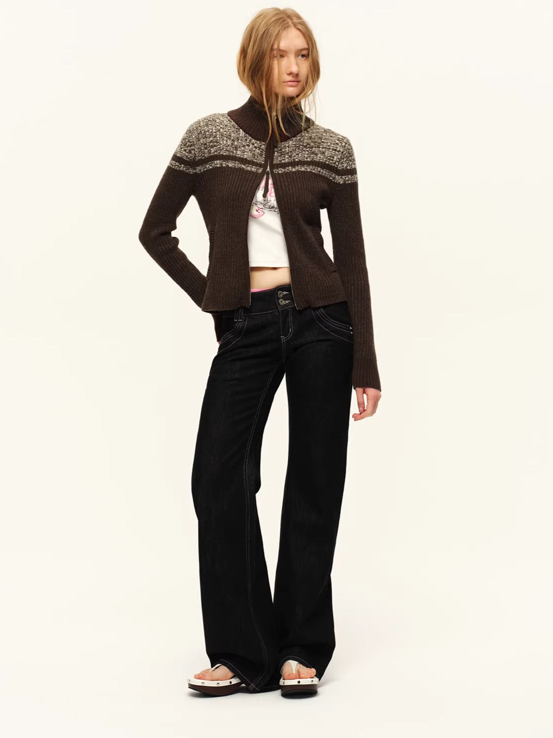 Denim Ultra-Low Rise Straight Jeans