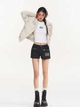 Black Herringbone Multi-Pocket Straight Shorts - CHINASQUAD