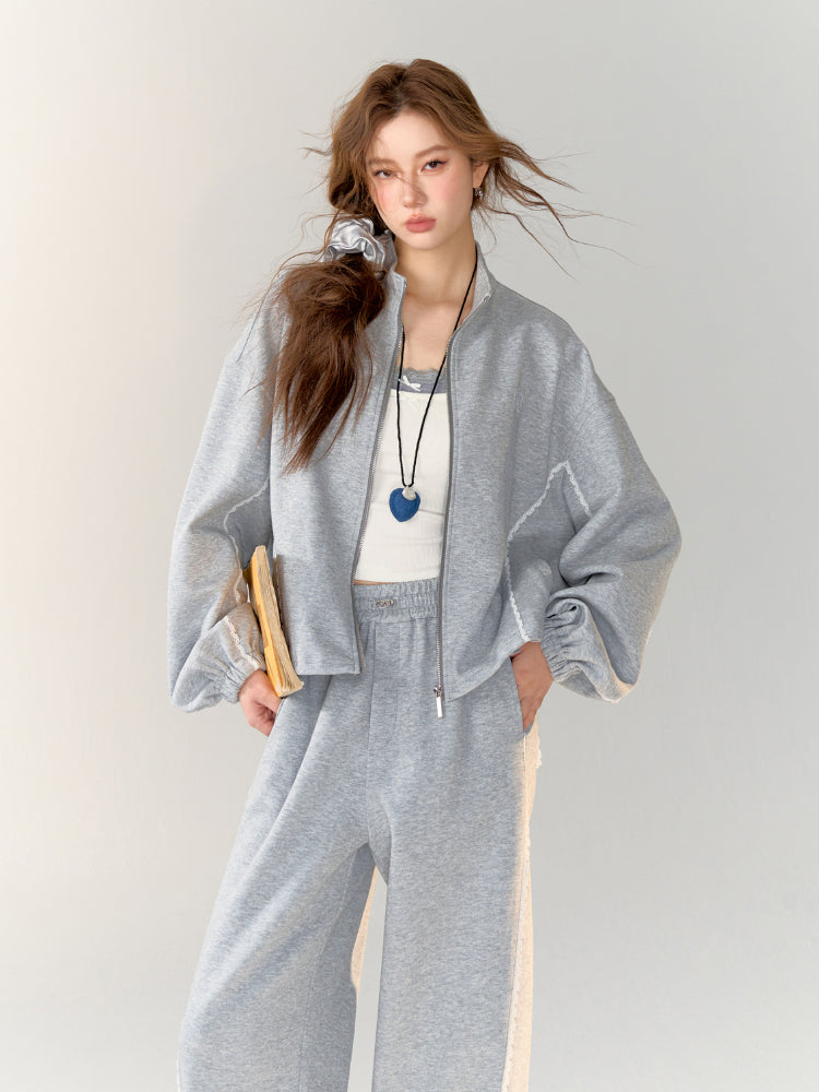 Lace-Trimmed Adjustable Cuffed Straight Leg Sweatpants - CHINASQUAD