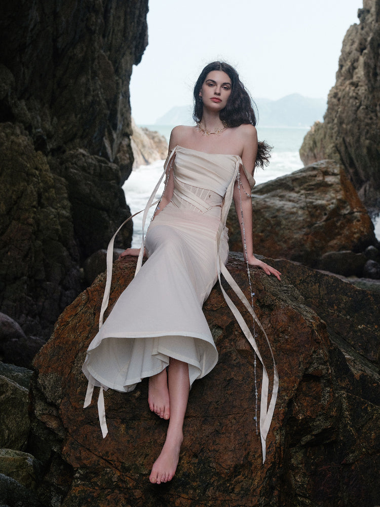 Pearl Strap Mermaid Dress - CHINASQUAD