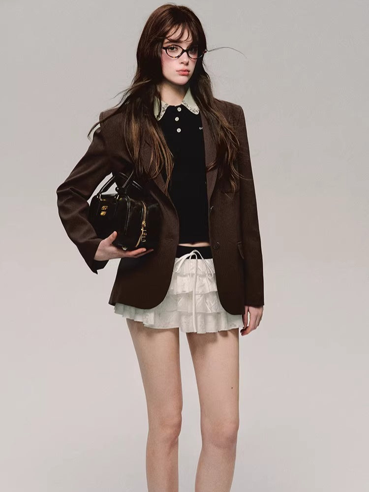 Embroidered Tiered Puff Mini Skirt