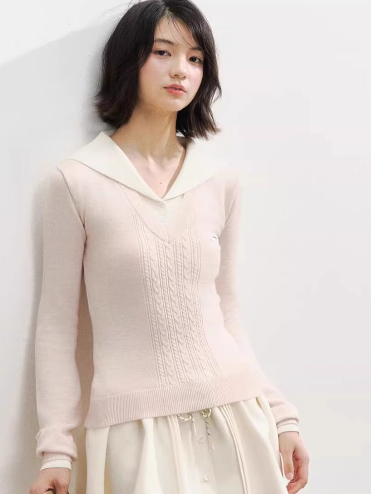 Naval Collar Preppy Girl Knit Crewneck