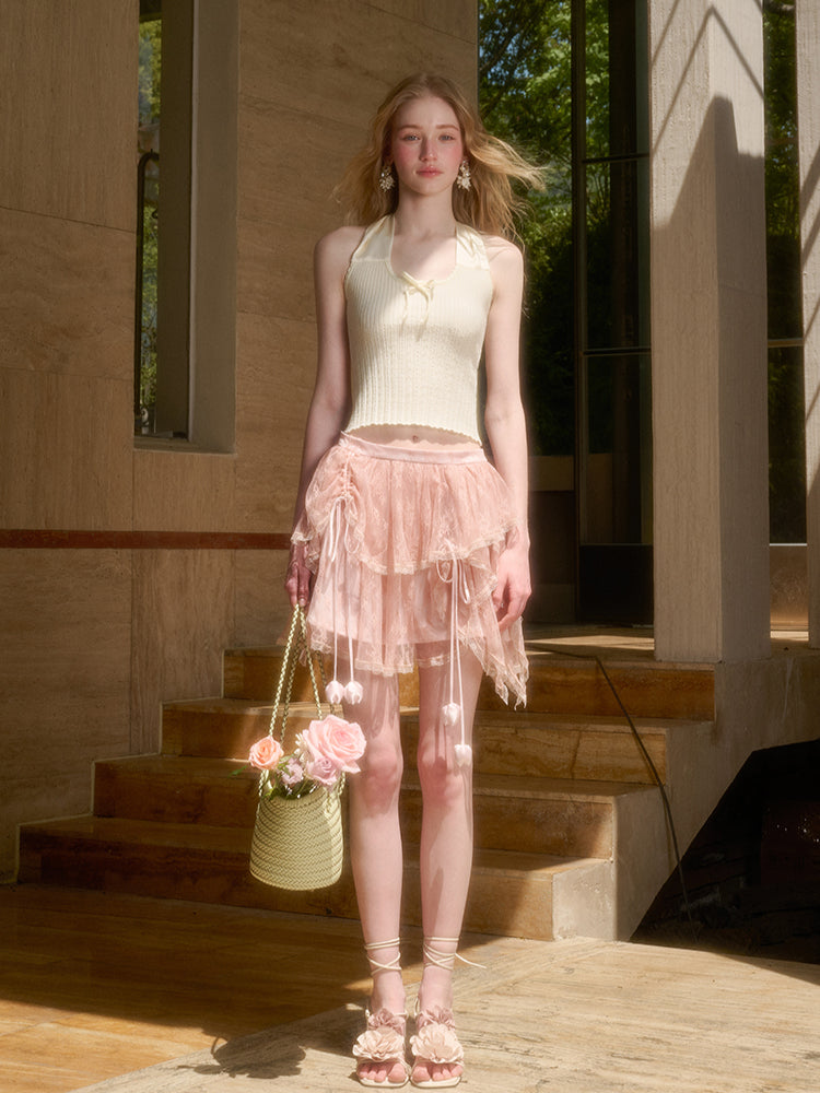 Bow-Halter Knit Camisole - CHINASQUAD