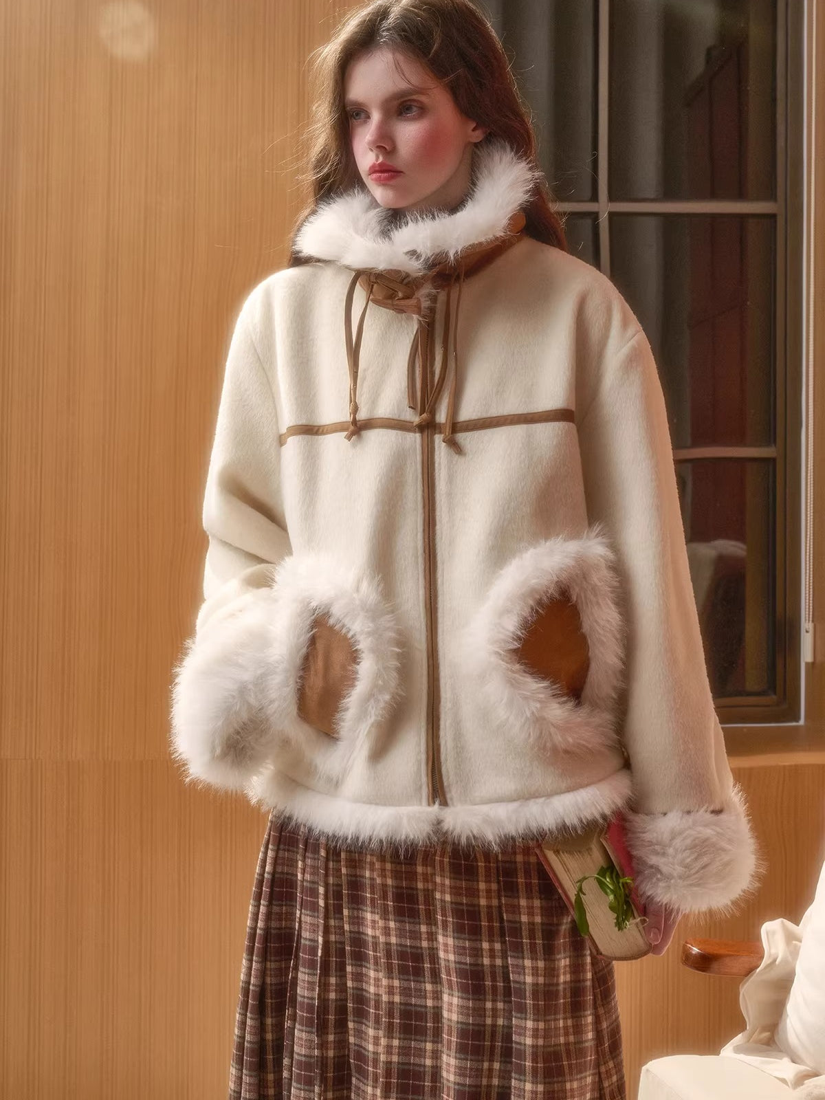 Wool-Blend Shearling-Style Oversized Jacket