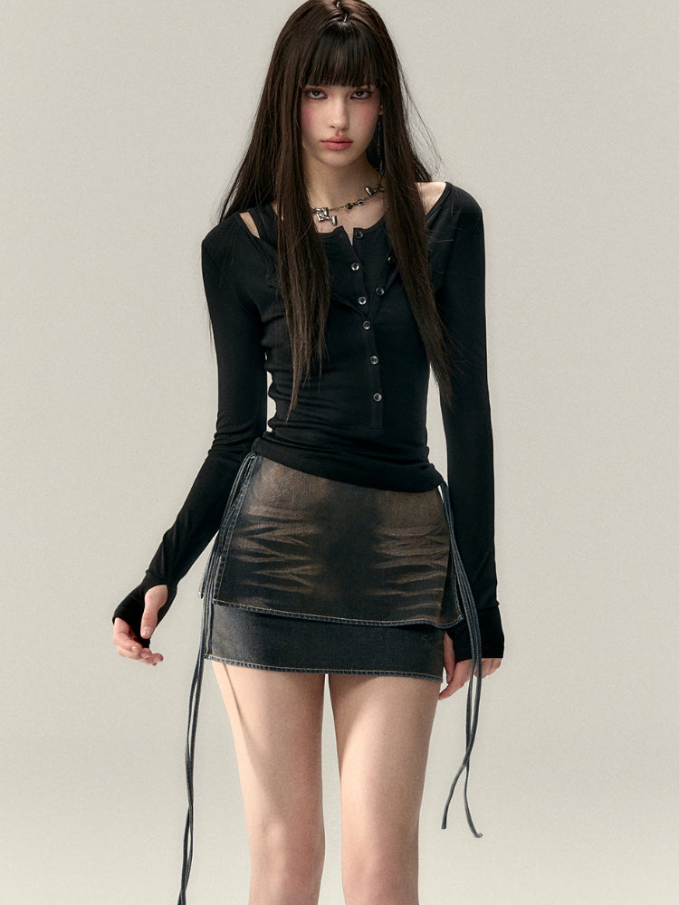 Two-Piece Style Convertible Long Sleeve Vest Top - CHINASQUAD