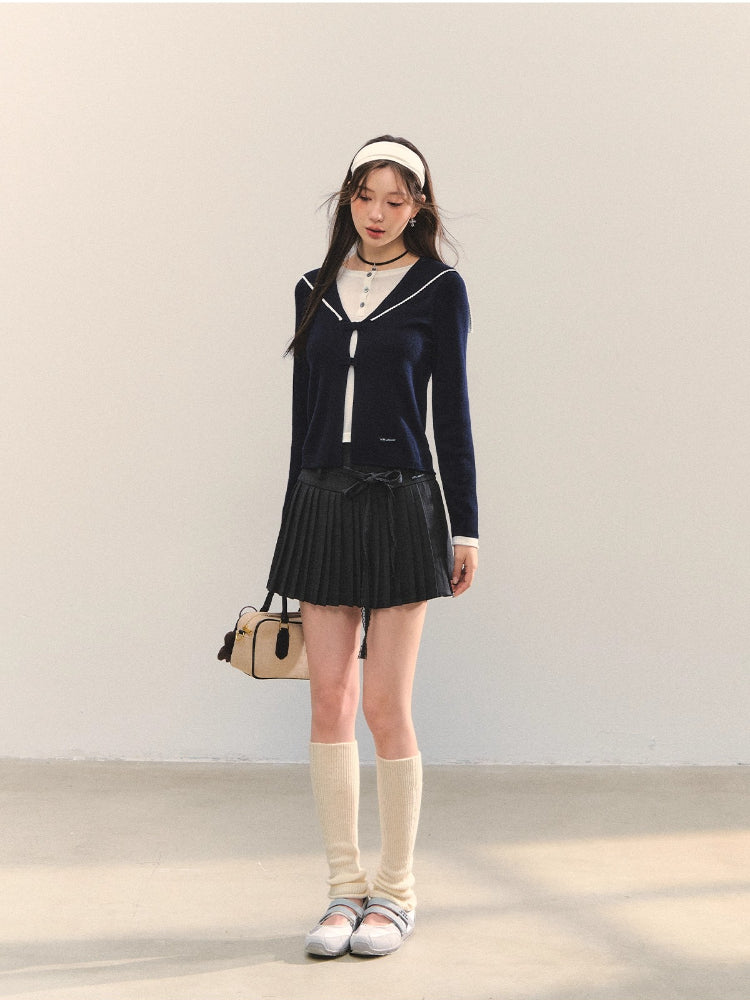 Lace Strap Pleated Skirt