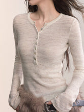 Sequin-Kissed Mélange Henley Knitwear - CHINASQUAD