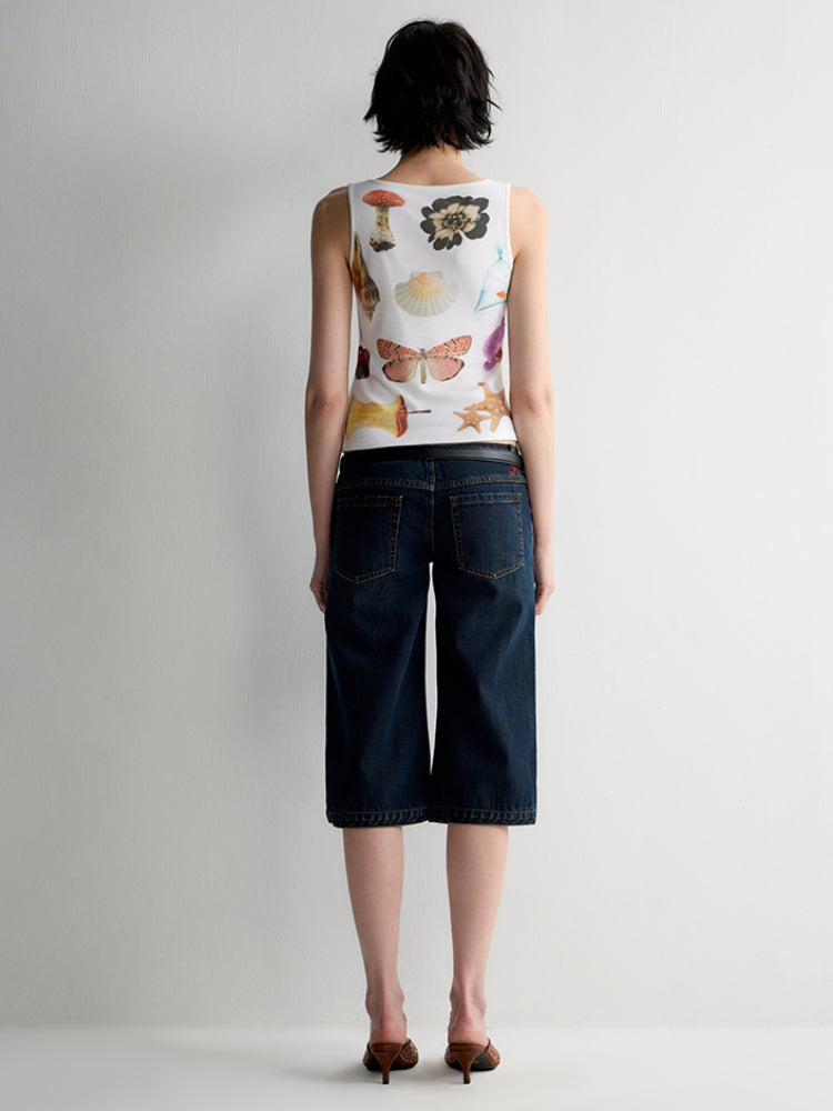 Lyocell Fun Print Short Sleeveless Tank Top