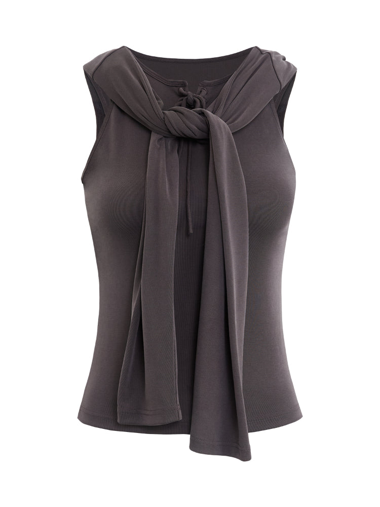 Stretch-Fit Knit Tied Tank Top