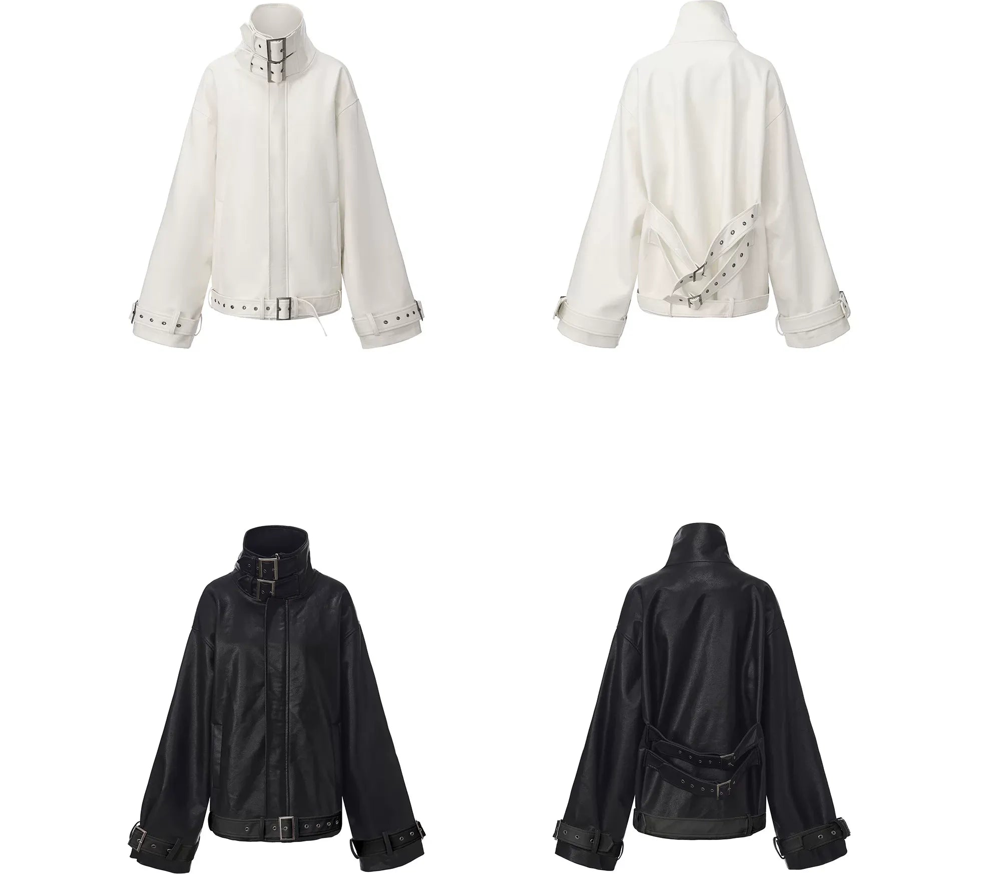 Synthetic Leather Stand-Collar Jacket