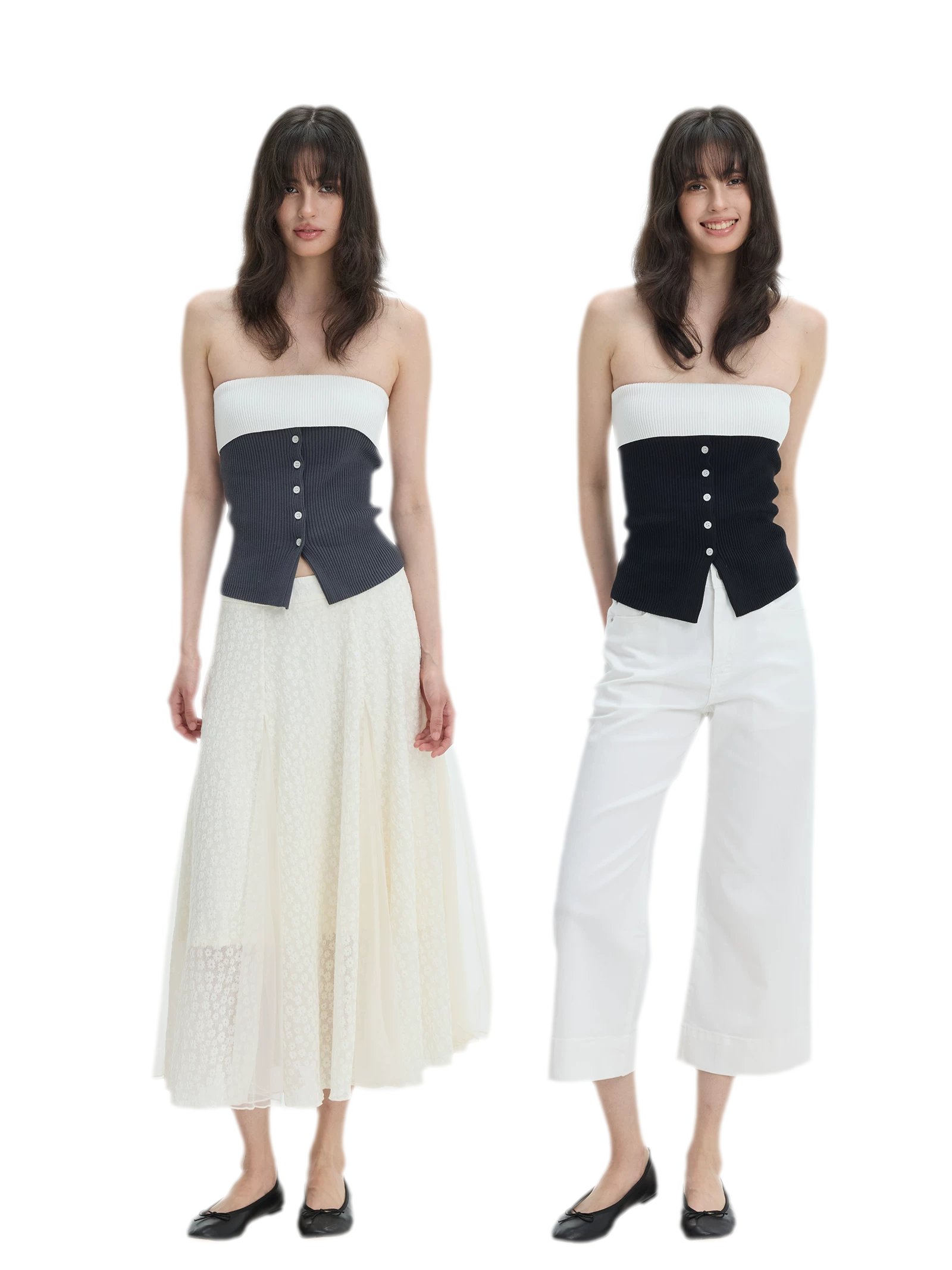 French Colorblock Bandeau Top