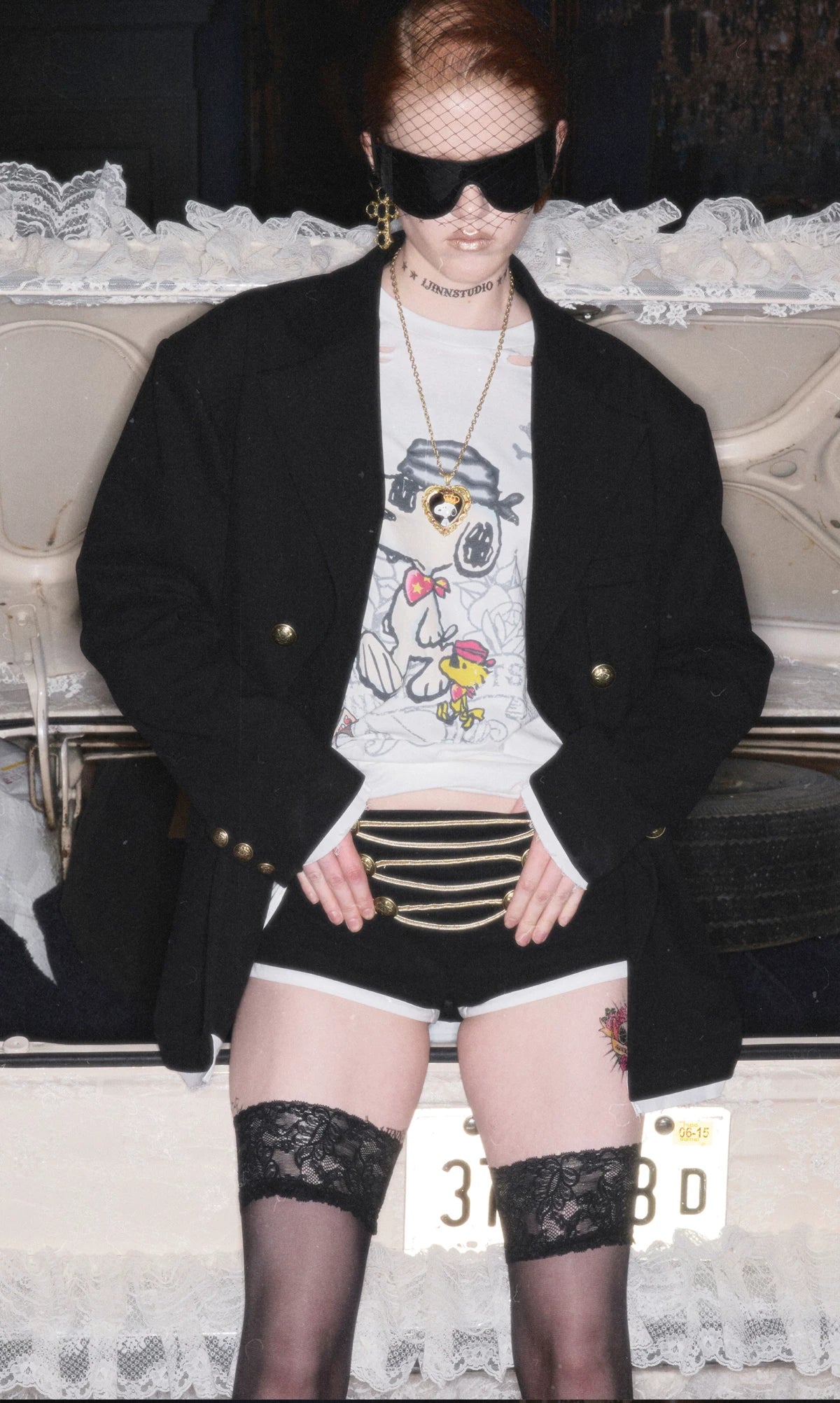 Metal Button Suit Shorts