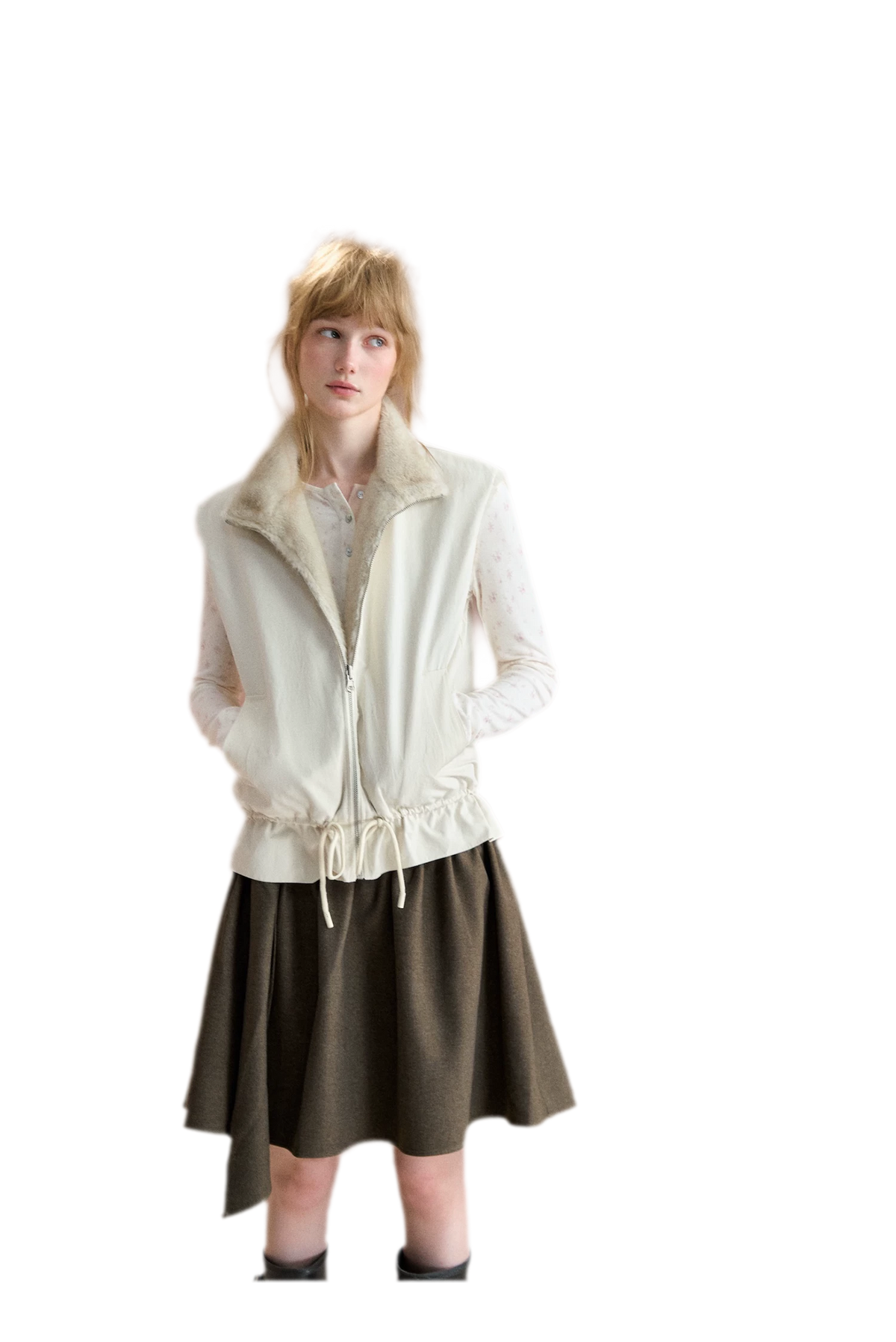 Reversible Plush Stand-Collar Vest