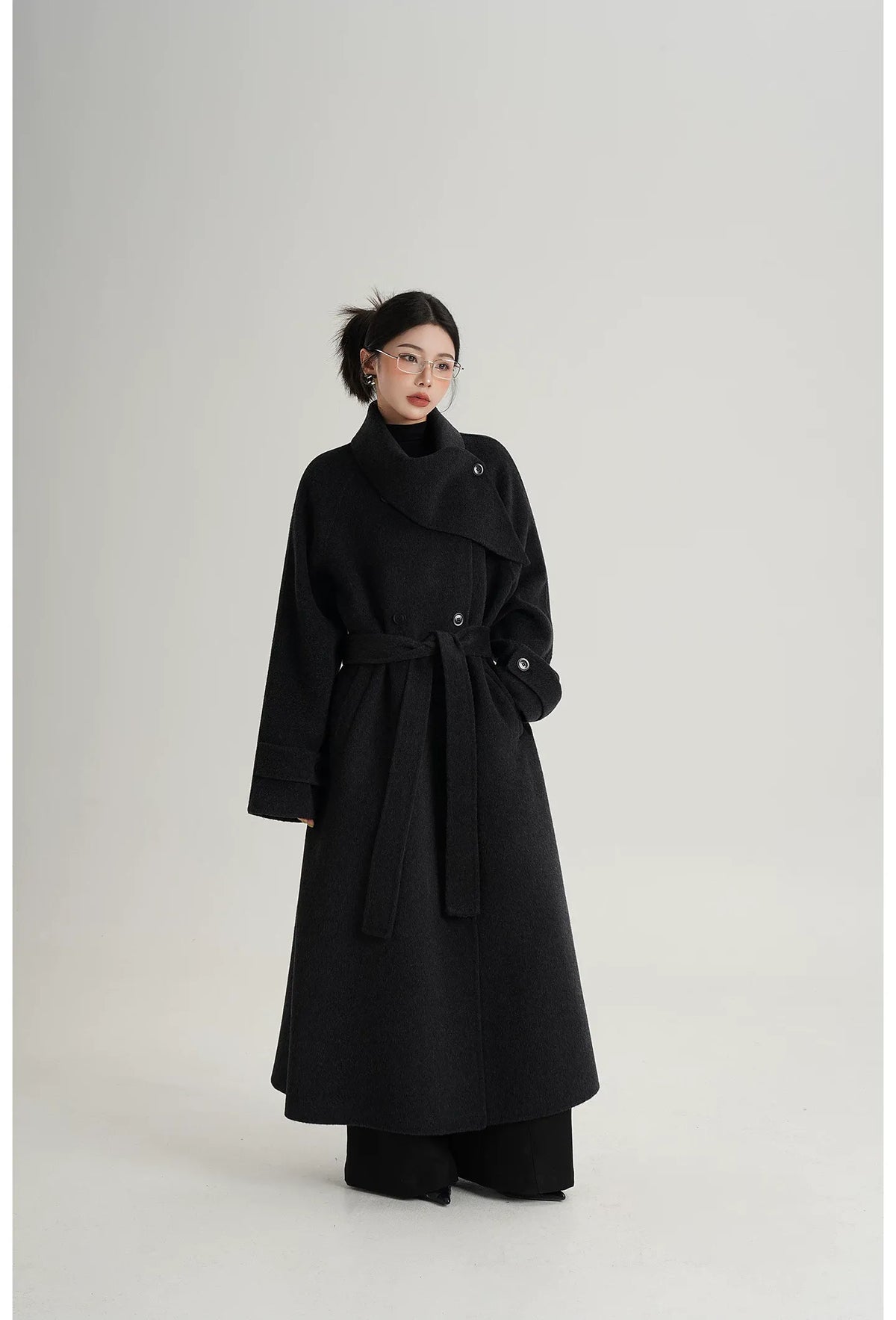 Handstitched Shawl Collar Wool Coat
