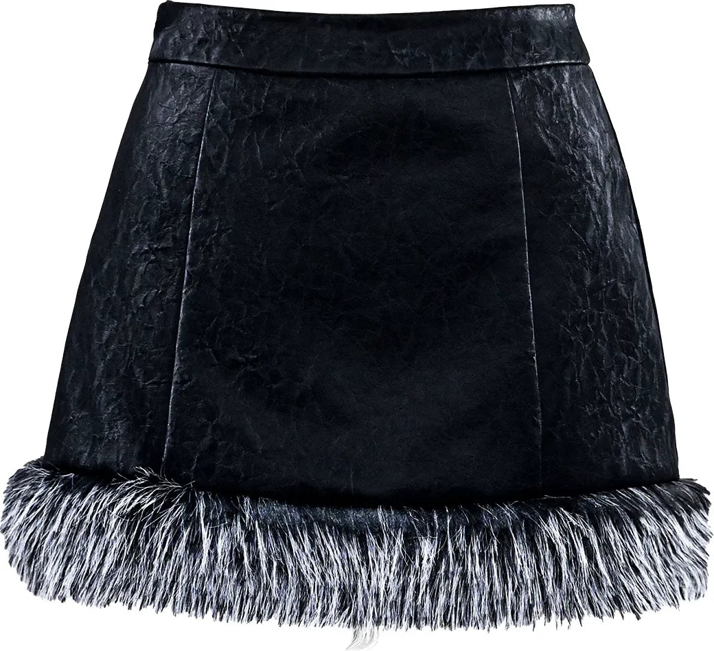 Textured Faux-Leather High-Waisted Skirt