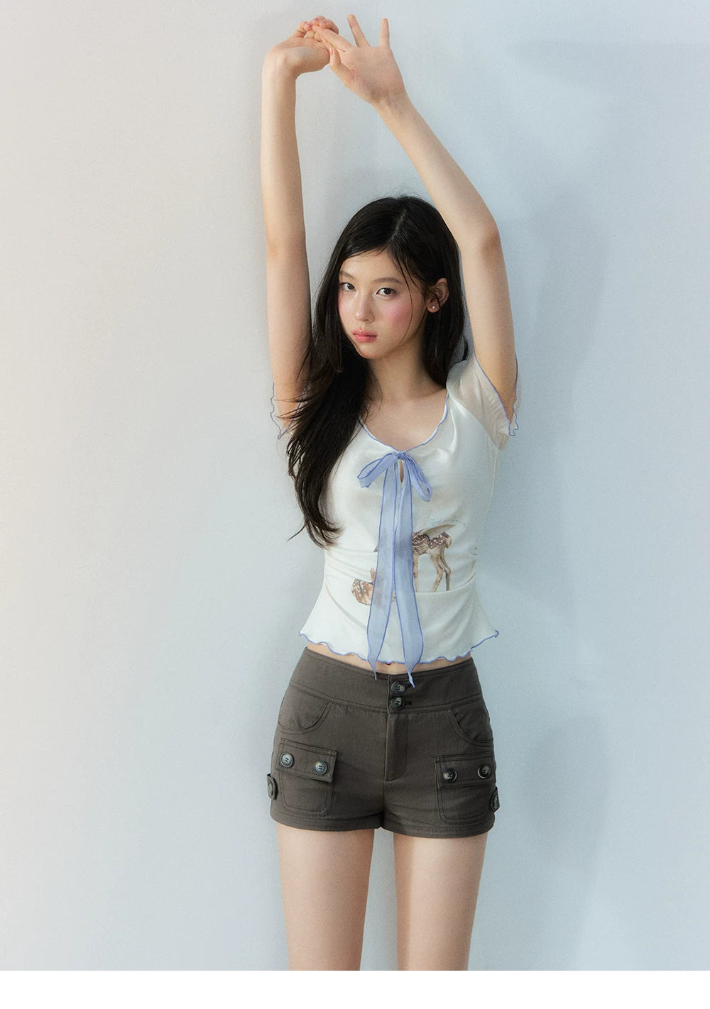 Vintage Brown Multi-Pocket Slim Shorts