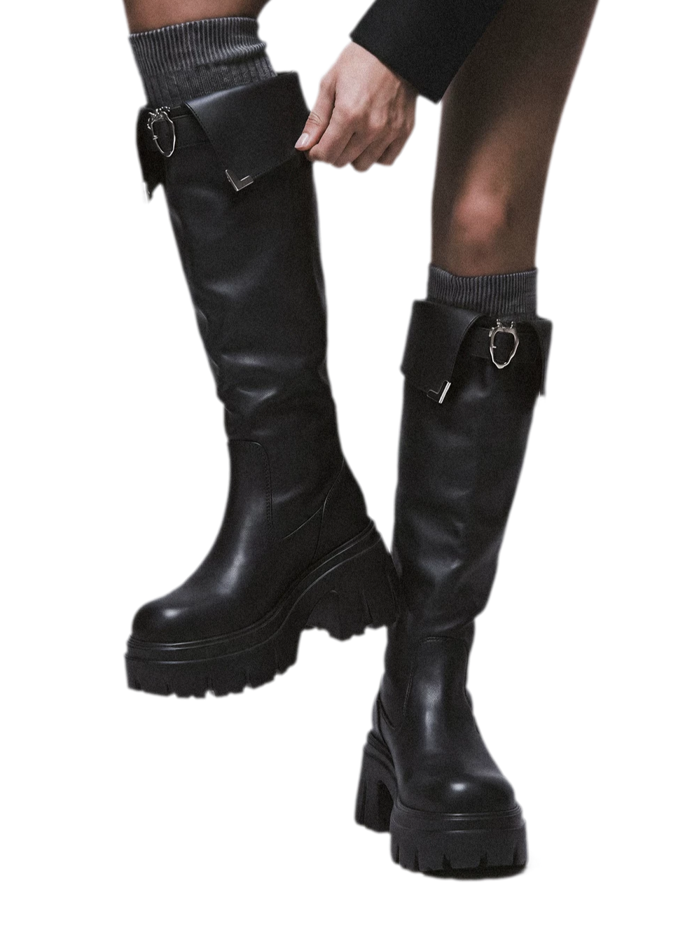Smooth Wrap Strap Knee Boots
