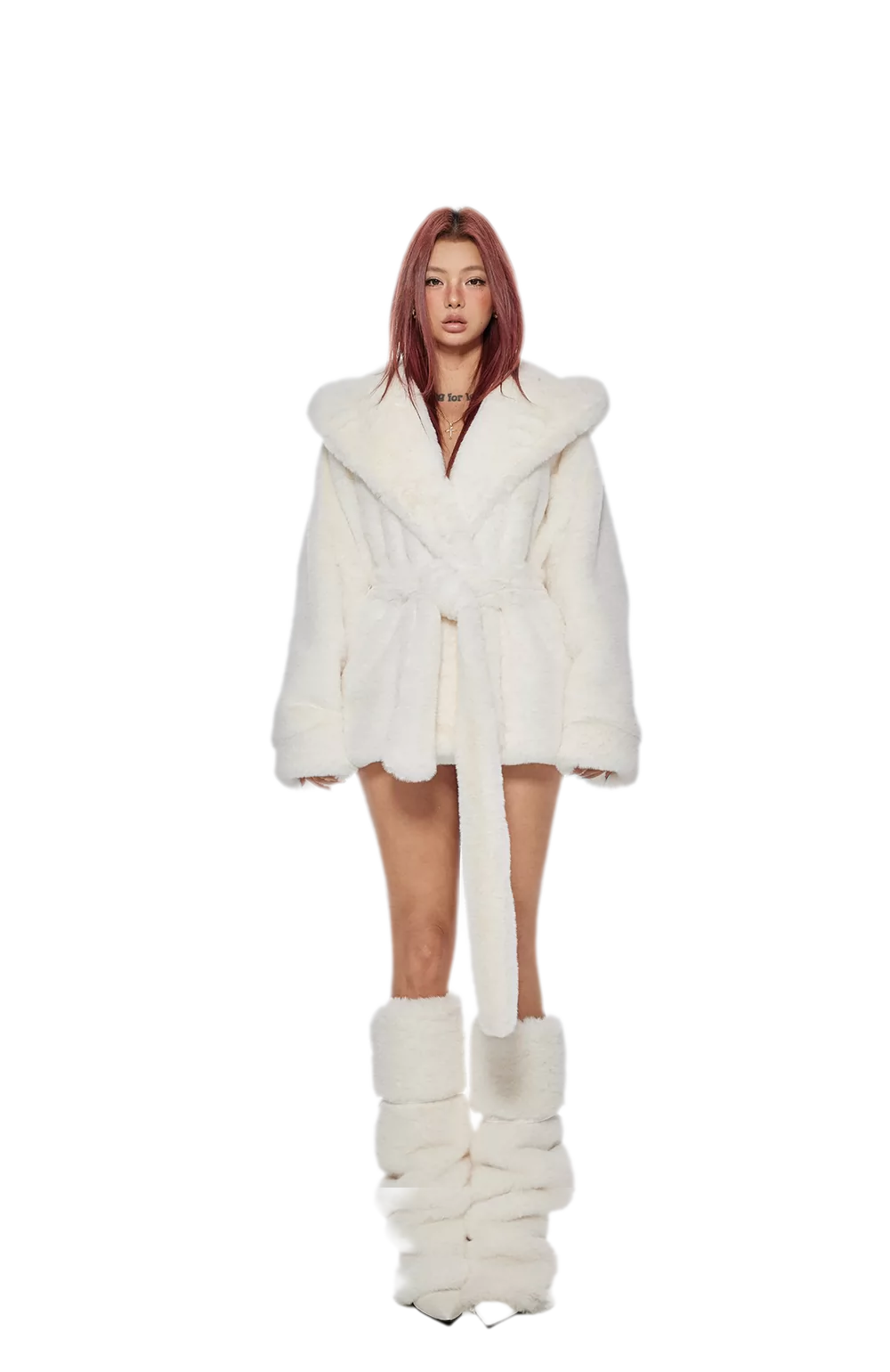Plush Hooded Faux-Fur Coat