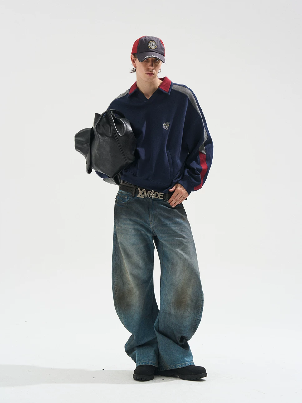 Contrast Polo Panel Sweatshirt