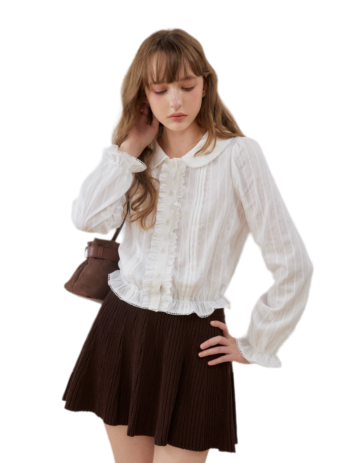 Textured Ruffle Cropped Shirt