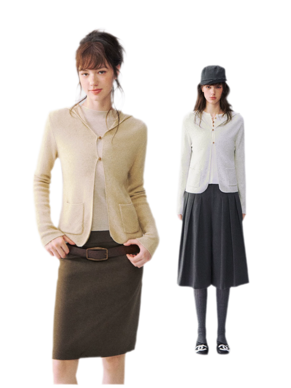 Cardigan en maille à capuche moucheté