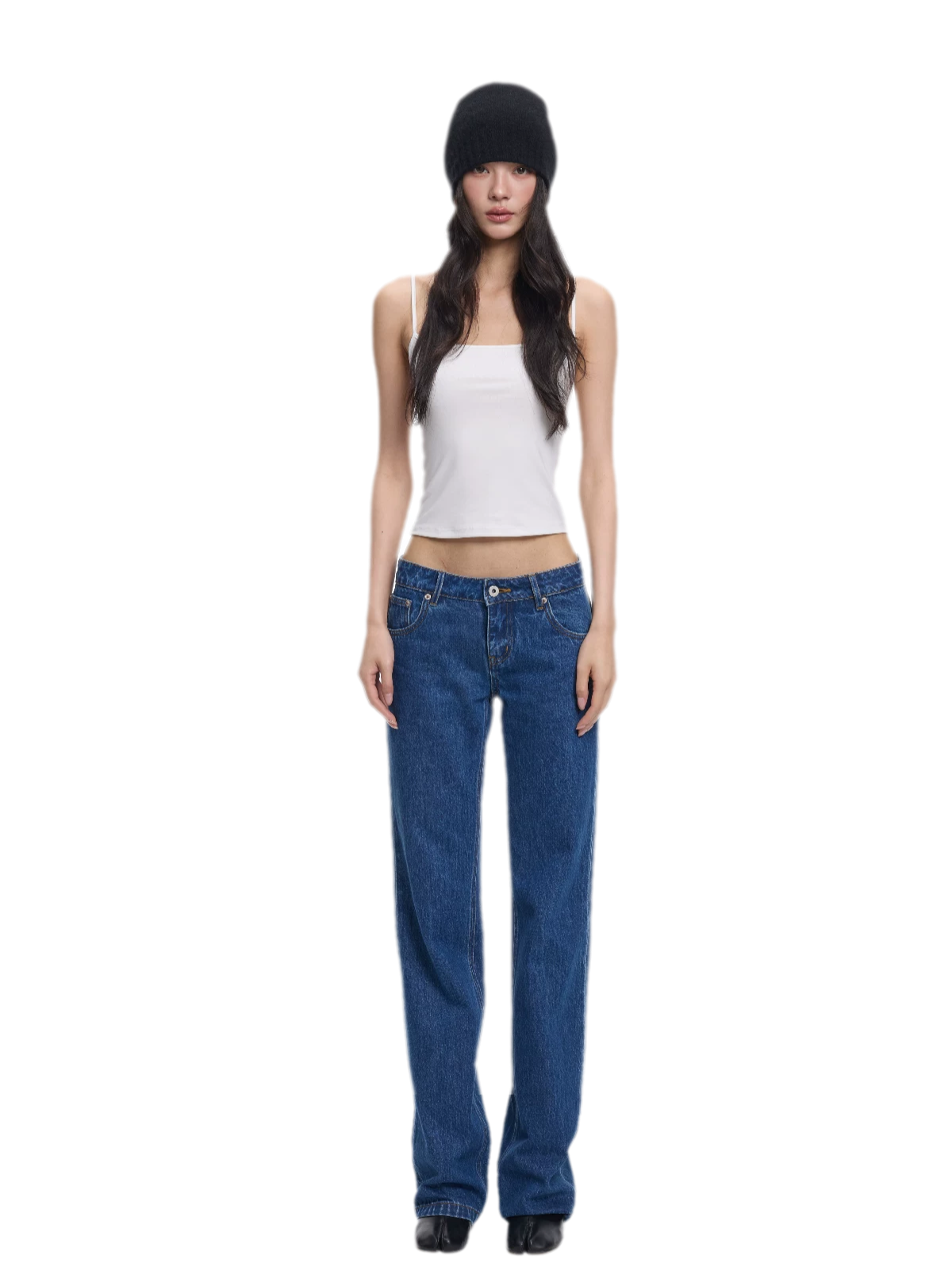 Quần jean ống đứng cạp vừa giặt màu