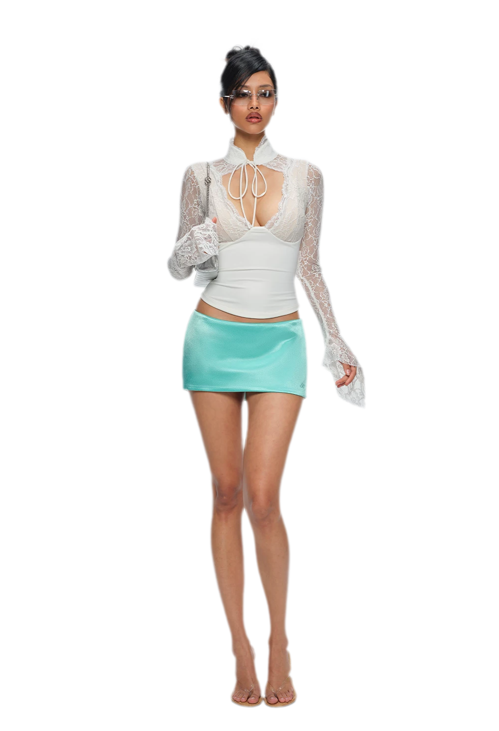 Satin Low-Rise A-Line Skirt