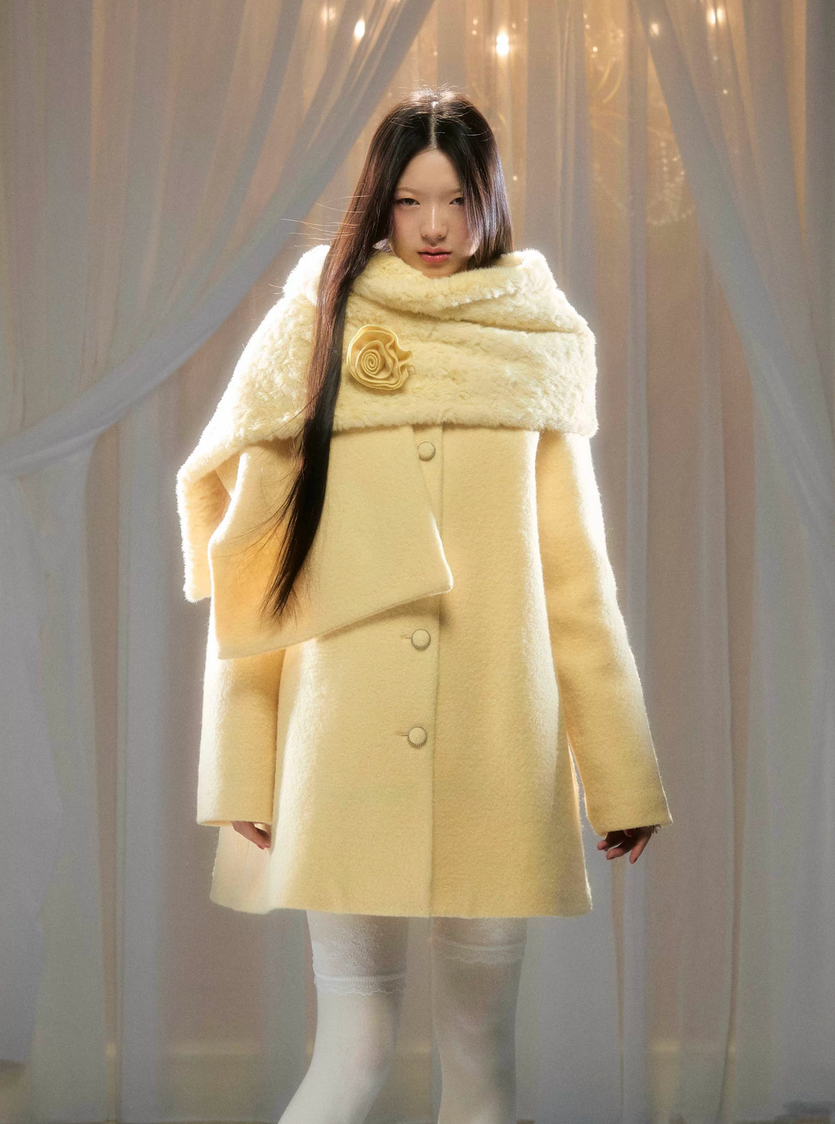 Rose Wool A-Line Coat